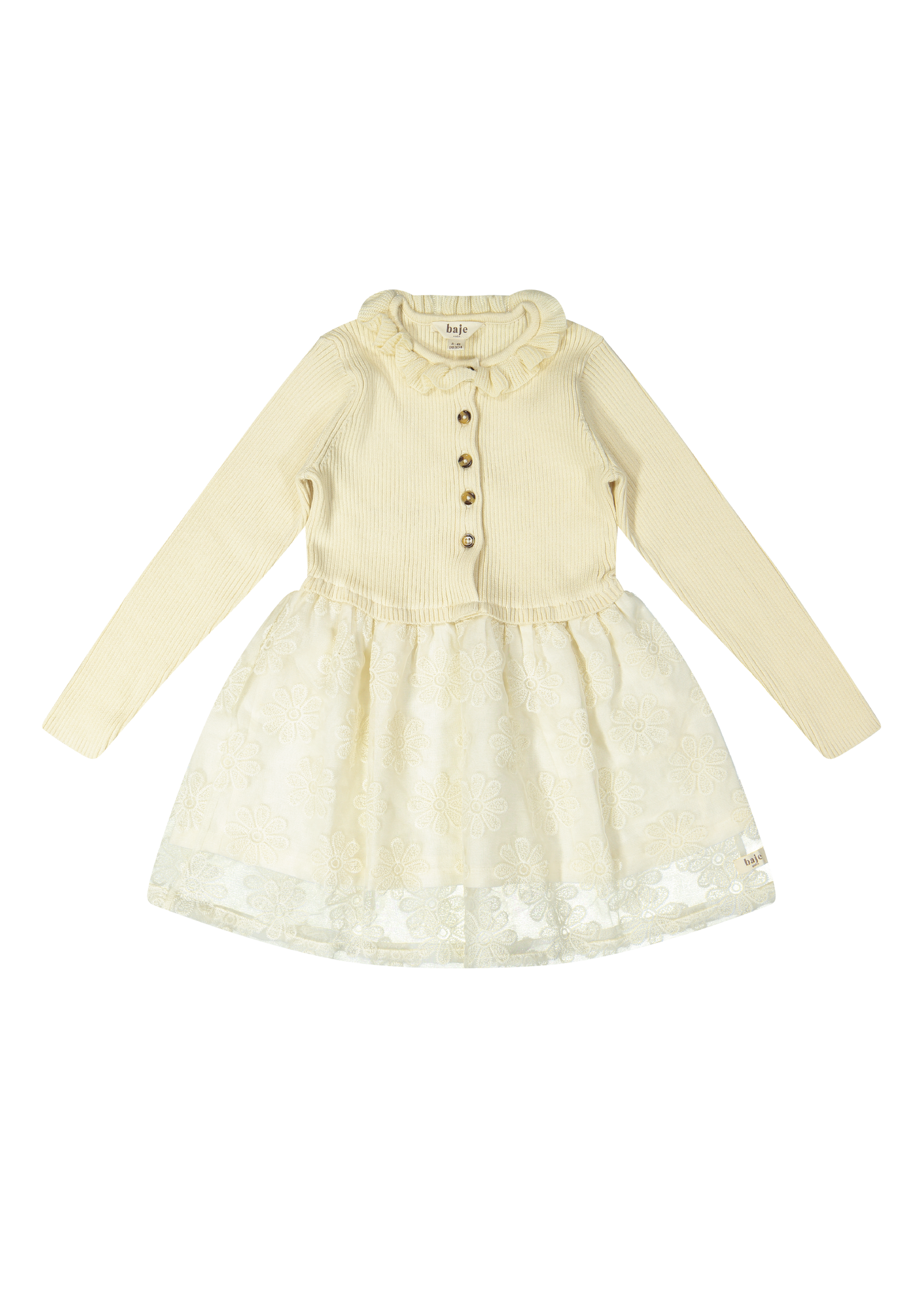Baje Studio Moon knitted dress flower tule creme