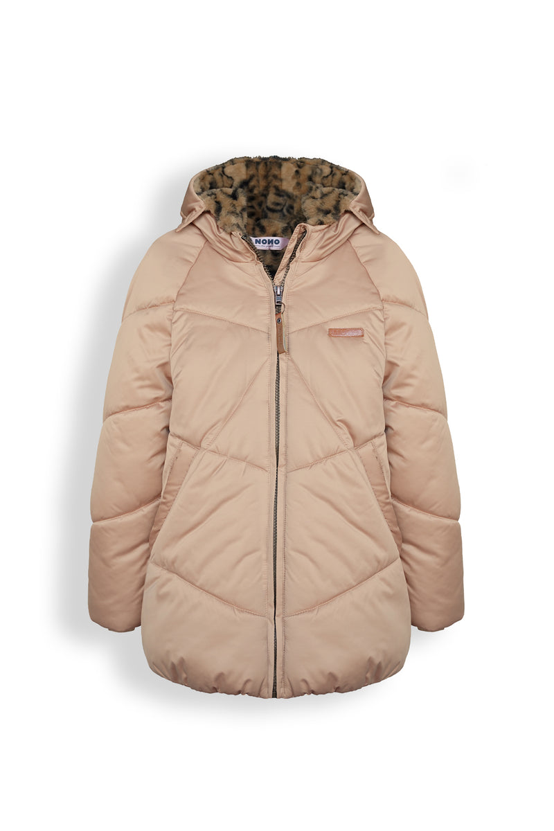 NoNo Baybee girls hooded mid long satin jacket