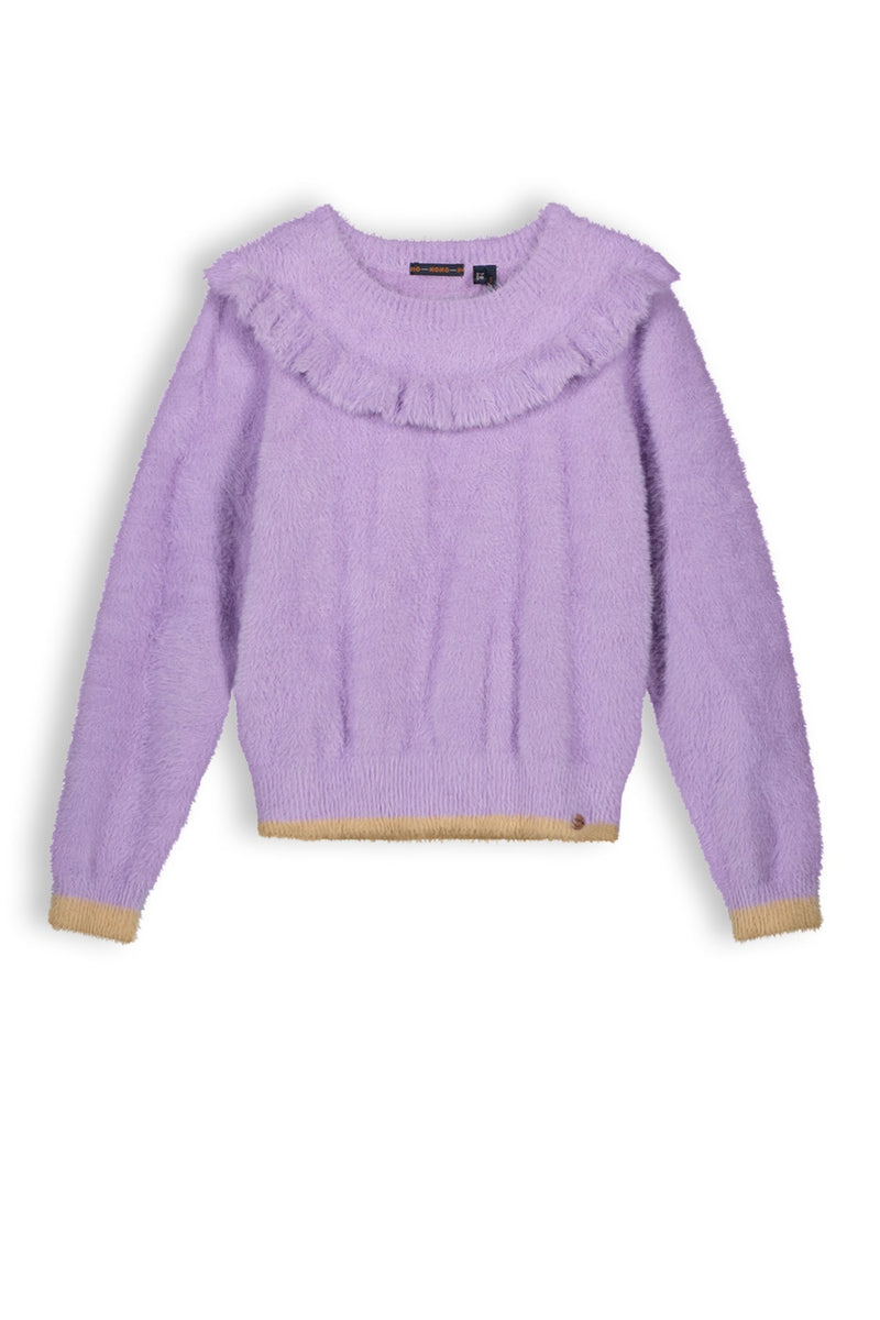 Meisjes Ketan girls soft knitted sweater van NoNo in de kleur Galaxy Lilac in maat 134-140.