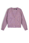 Meisjes Aloha girls knitted cardigan v-neck van NoNo in de kleur Galaxy Lilac in maat 134-140.