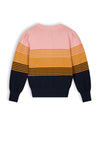 Meisjes Alou girls striped fine knit cardigan van NoNo in de kleur Navy Blazer in maat 134-140.