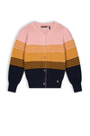 Meisjes Alou girls striped fine knit cardigan van NoNo in de kleur Navy Blazer in maat 134-140.