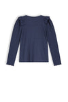 Meisjes Keo girls rib jersey tshirt l/sl van NoNo in de kleur Navy Blazer in maat 134-140.