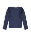 Meisjes Keo girls rib jersey tshirt l/sl van NoNo in de kleur Navy Blazer in maat 134-140.