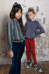 Meisjes Sady girls velours flared pants van NoNo in de kleur Ensign Blue in maat 134-140.