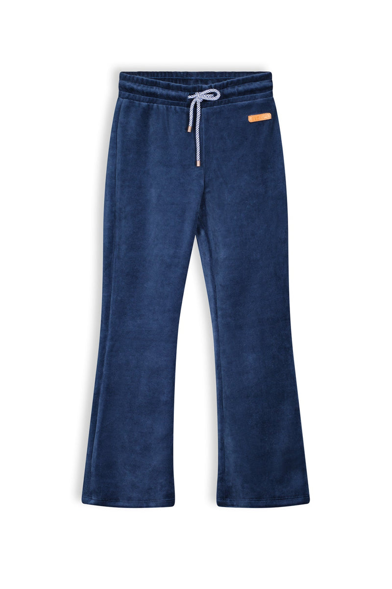 Meisjes Sady girls velours flared pants van NoNo in de kleur Ensign Blue in maat 134-140.