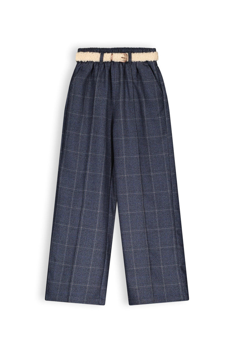 Meisjes Sayla girls check palazzo pants van NoNo in de kleur Navy Blazer in maat 134-140.