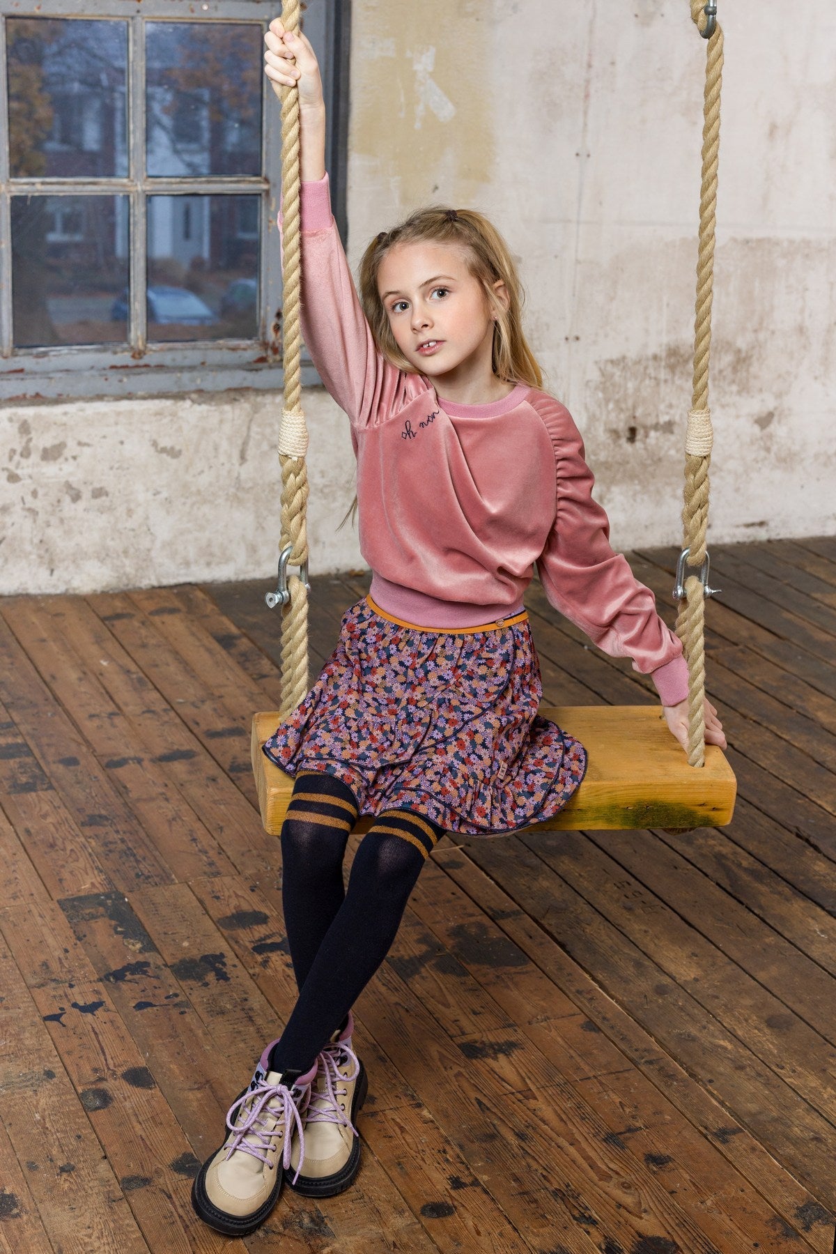 Meisjes Nuria girls short skirt pink van NoNo in de kleur Sunset Pink in maat 134-140.