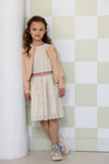 Meisjes Doret Girls Zip Up Fake Suede Cropped Cardigan Sand van NoNo in de kleur Sand Blush in maat 134-140.