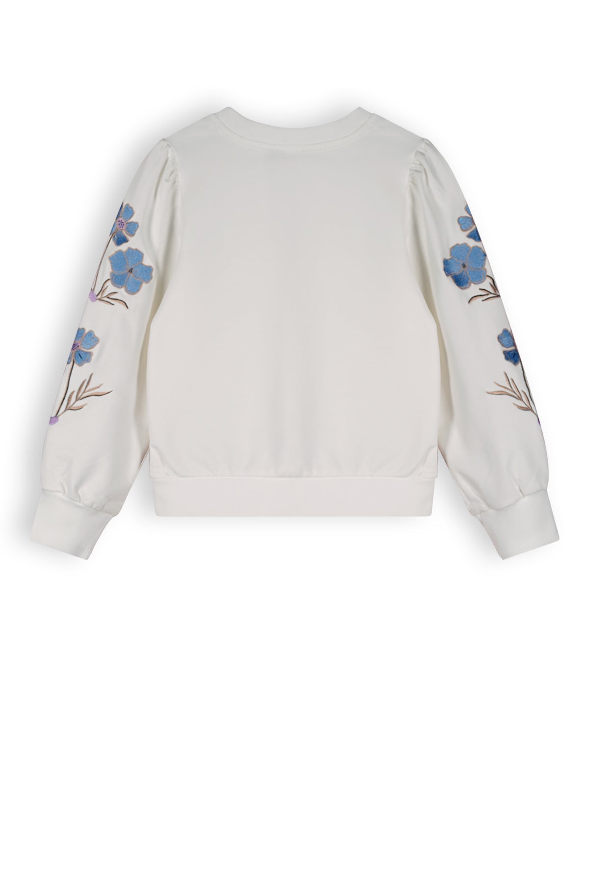 Meisjes Kate Girls Sweater Crew Neck With Embroidered Sleeves White van NoNo in de kleur Snow White in maat 134-140.