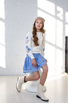 Meisjes Kate Girls Sweater Crew Neck With Embroidered Sleeves White van NoNo in de kleur Snow White in maat 134-140.