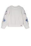 Meisjes Kate Girls Sweater Crew Neck With Embroidered Sleeves White van NoNo in de kleur Snow White in maat 134-140.
