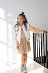 Meisjes Darsy Girls Varsity Sweat Jacket van NoNo in de kleur Snow White in maat 134-140.