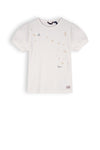 Meisjes Kyoto Girls Rib Tshirt S/Sl With Refined Artwork At Chest van NoNo in de kleur Snow White in maat 134-140.