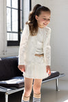 Meisjes Kyoto Girls Rib Tshirt S/Sl With Refined Artwork At Chest van NoNo in de kleur Snow White in maat 134-140.