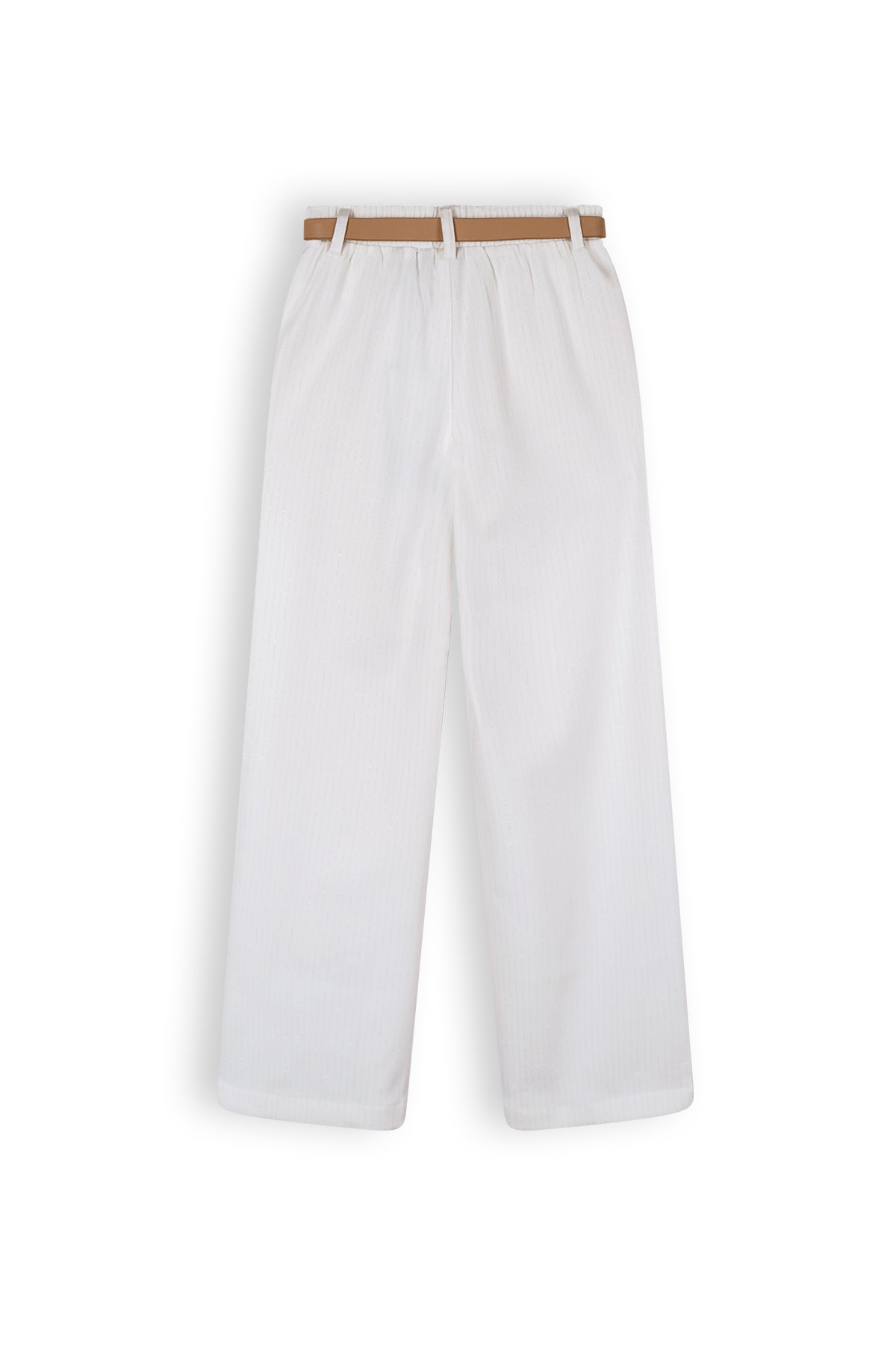 Meisjes Sayla Girls Wide Leg Pants Lurex Pinstripe White + Belt van NoNo in de kleur Snow White in maat 134-140.