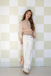 Meisjes Sayla Girls Wide Leg Pants Lurex Pinstripe White + Belt van NoNo in de kleur Snow White in maat 134-140.