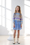 Meisjes Noor Girls Skirt With Smocked Waistband +Jersey Pants Lining Light Blue van NoNo in de kleur Provence Blue in maat 134-140.