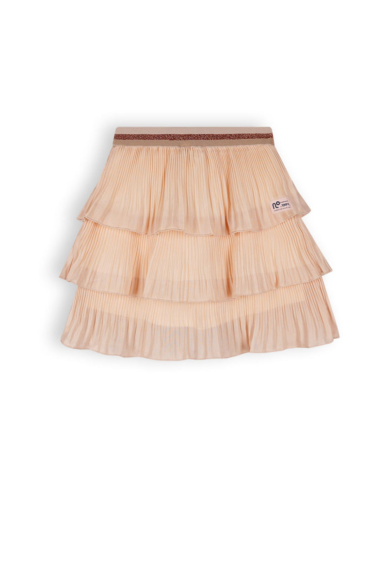 Meisjes Nika Girls Layered Plisse Skirt Light Gold+Jersey Pants Lining van NoNo in de kleur Light Gold in maat 134-140.