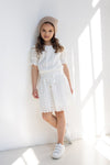 Meisjes Mirabel Girls Dress S/Sl Embroidery Anglaise White van NoNo in de kleur Snow White in maat 134-140.