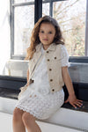 Meisjes Mirabel Girls Dress S/Sl Embroidery Anglaise White van NoNo in de kleur Snow White in maat 134-140.
