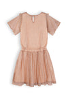 Meisjes Merle Girls Plisse Dress S/Sl Light Gold van NoNo in de kleur Light Gold in maat 134-140.