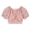 NoNo Tomas Floral Cropped Blouse Puffed Sleeve