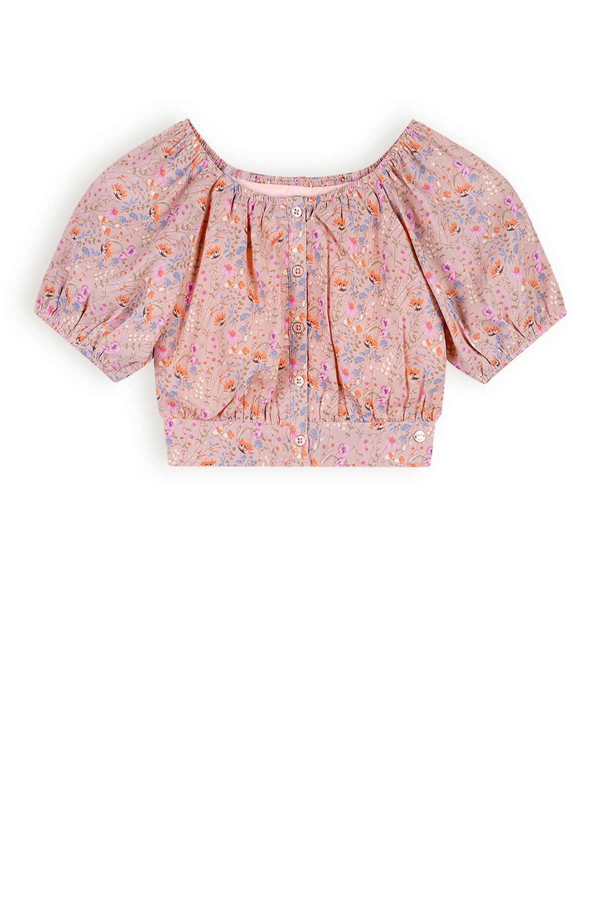 NoNo Tomas Floral Cropped Blouse Puffed Sleeve