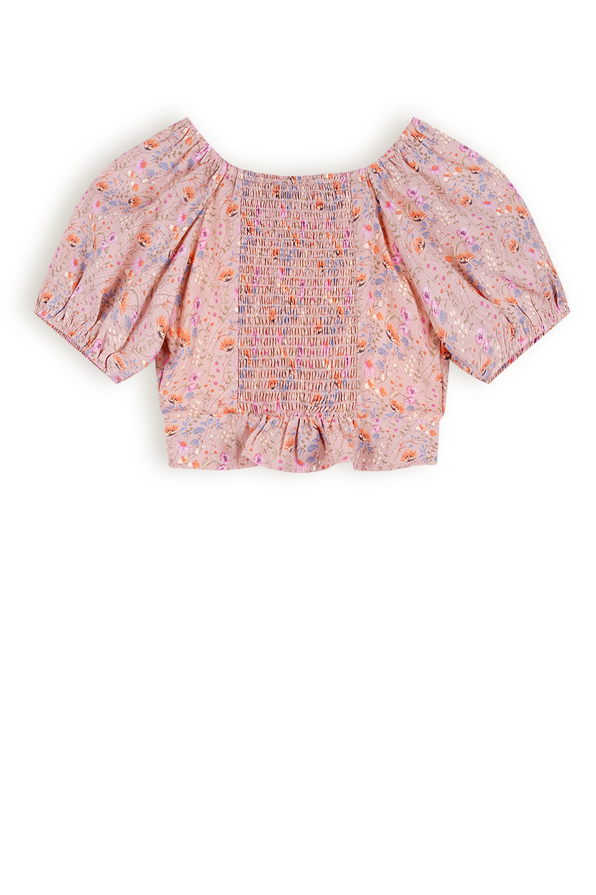 NoNo Tomas Floral Cropped Blouse Puffed Sleeve
