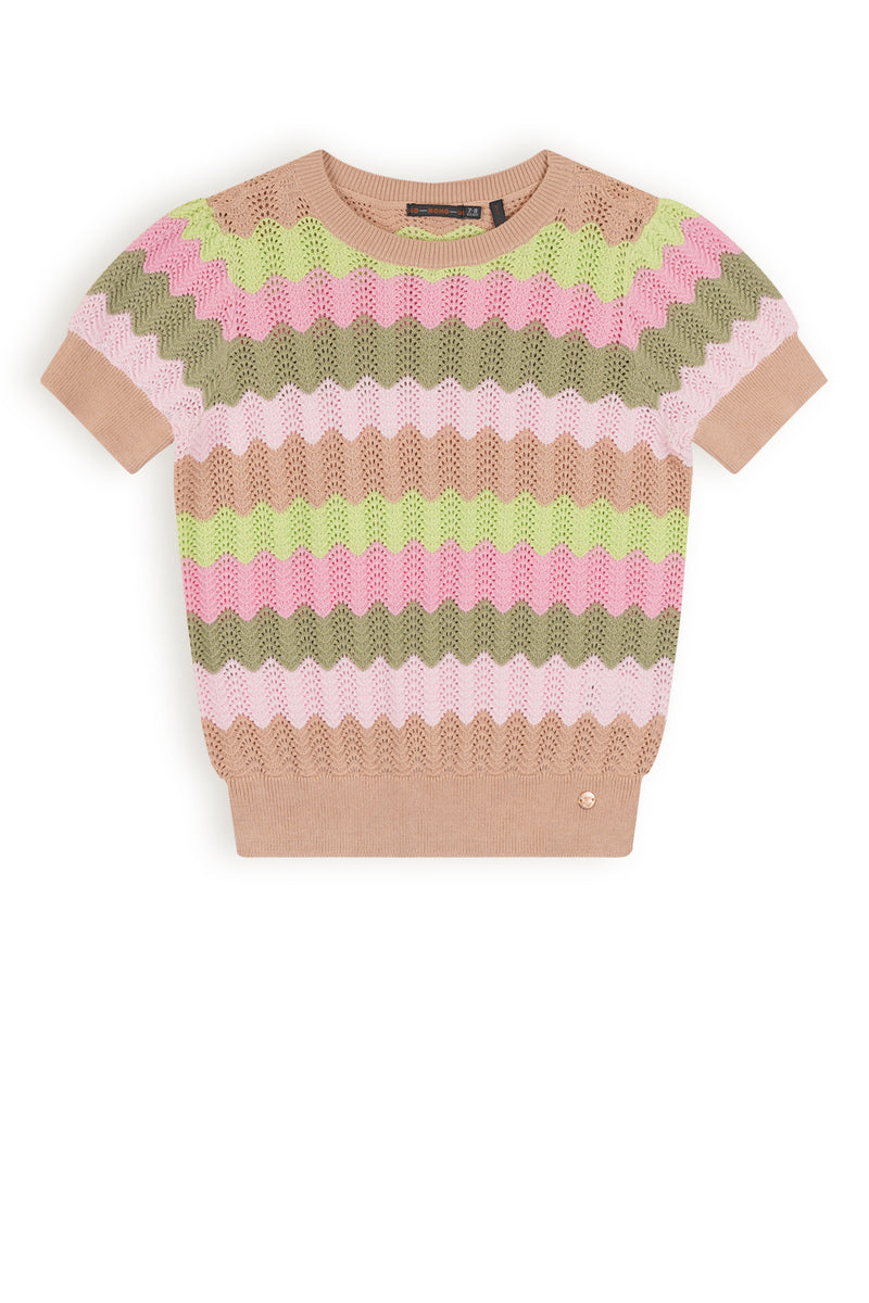 NoNo Kae Knitted Ajour Top With Waivy Effect