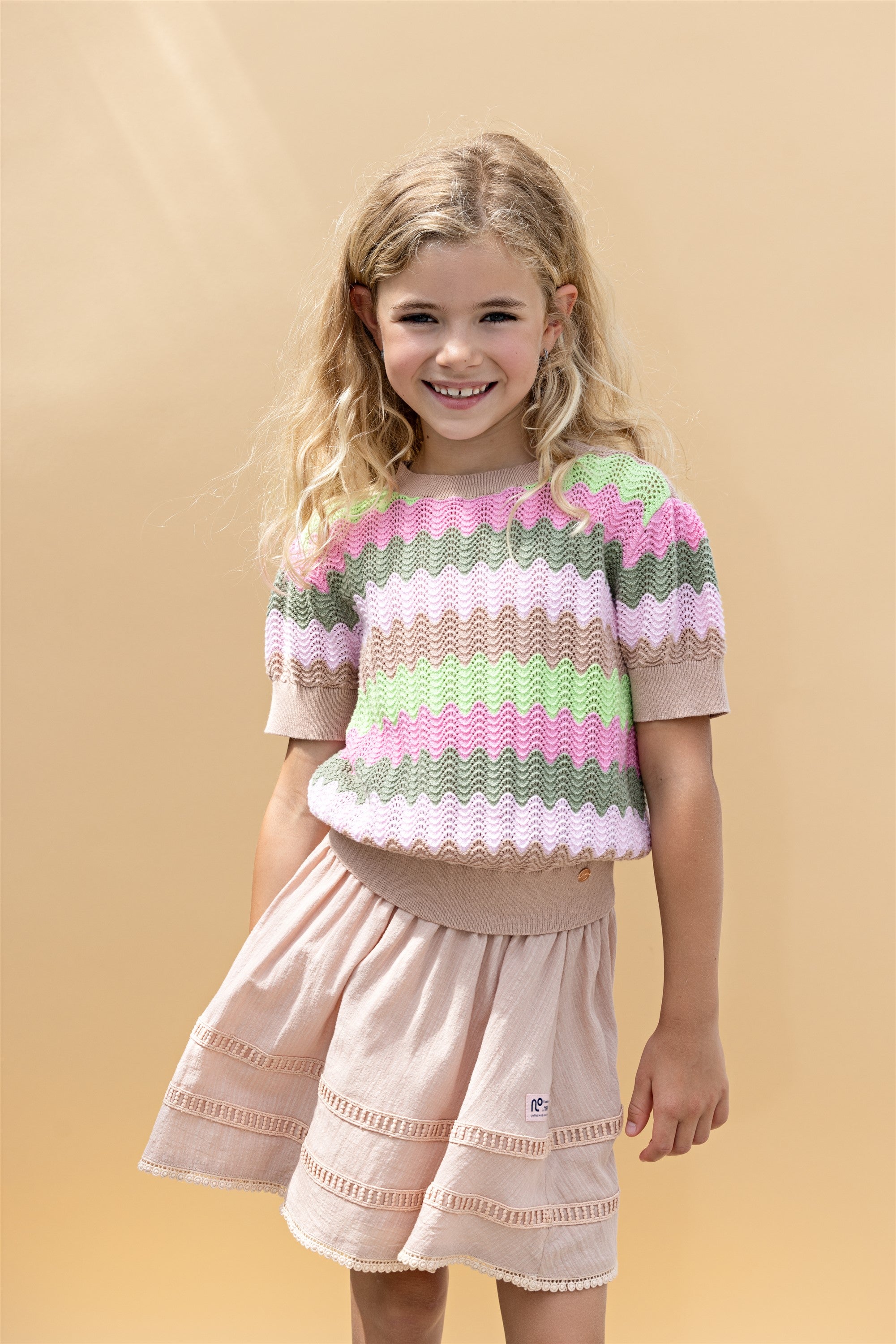 NoNo Kae Knitted Ajour Top With Waivy Effect
