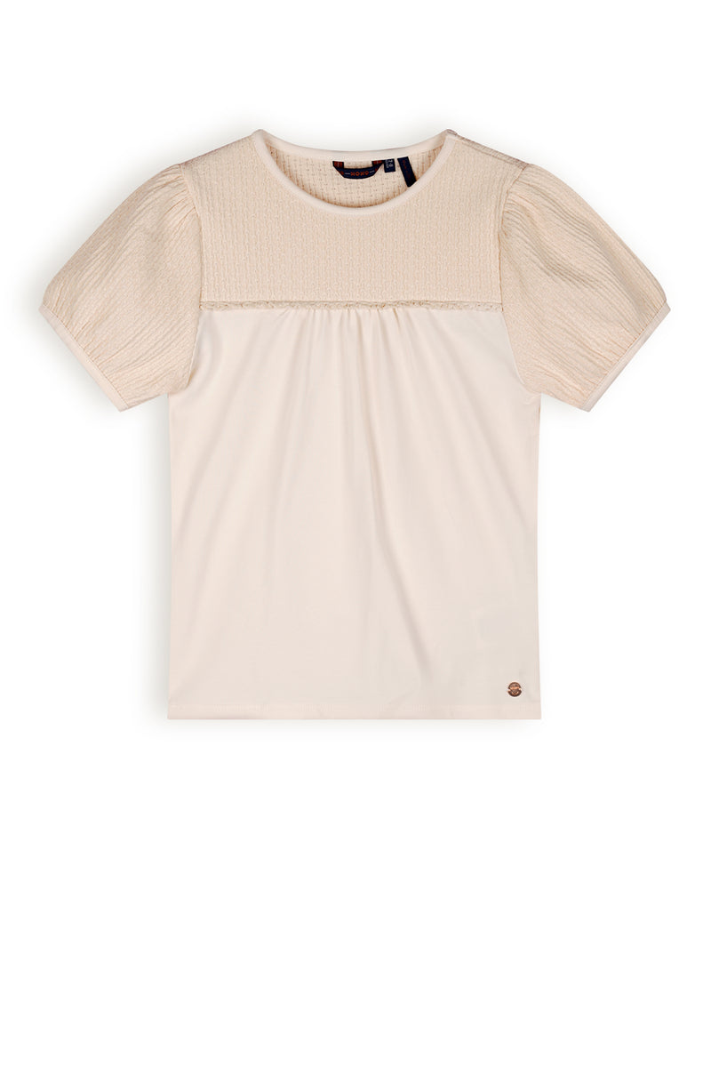 NoNo Karen T-Shirt Mixed Fabris Puffed Short Sleeves