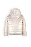 Meisjes Btwist Glossy Hooded Jacket van NoNo in de kleur Pearled Ivory in maat 134-140.