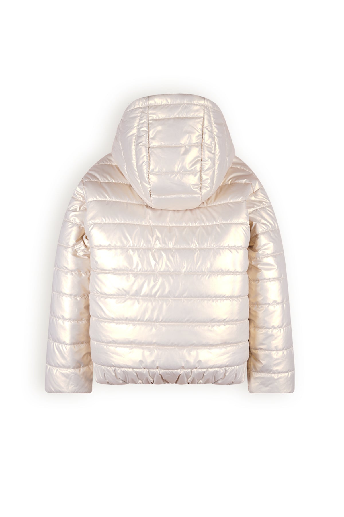 Meisjes Btwist Glossy Hooded Jacket van NoNo in de kleur Pearled Ivory in maat 134-140.