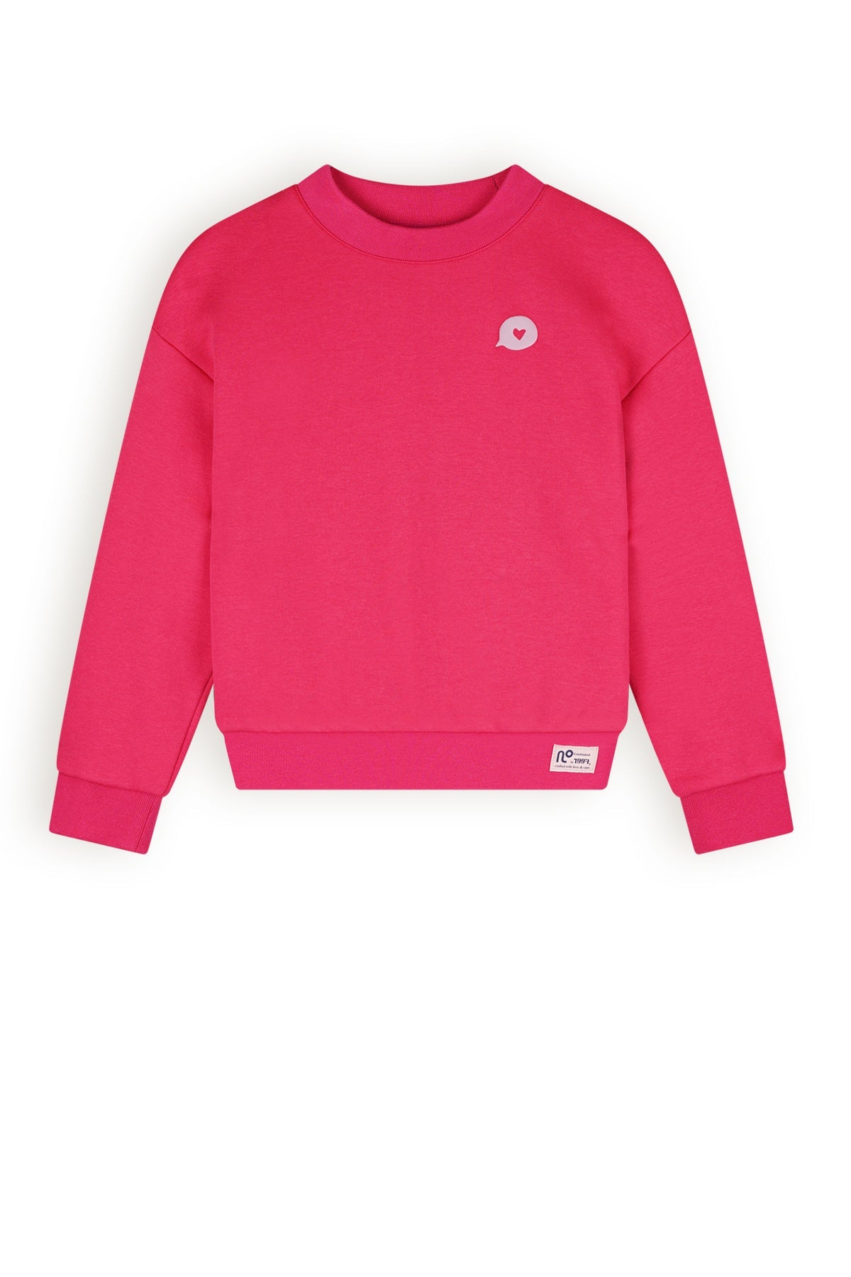 Meisjes Konono logo sweater in soft furry sweat van NoNo in de kleur Azalea Pink in maat 134-140.