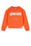 Meisjes Konono logo sweater in soft furry sweat van NoNo in de kleur Flame Red in maat 134-140.