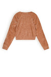 Meisjes Doret cropped velvet stretch cardigan van NoNo in de kleur Taupe in maat 134-140.