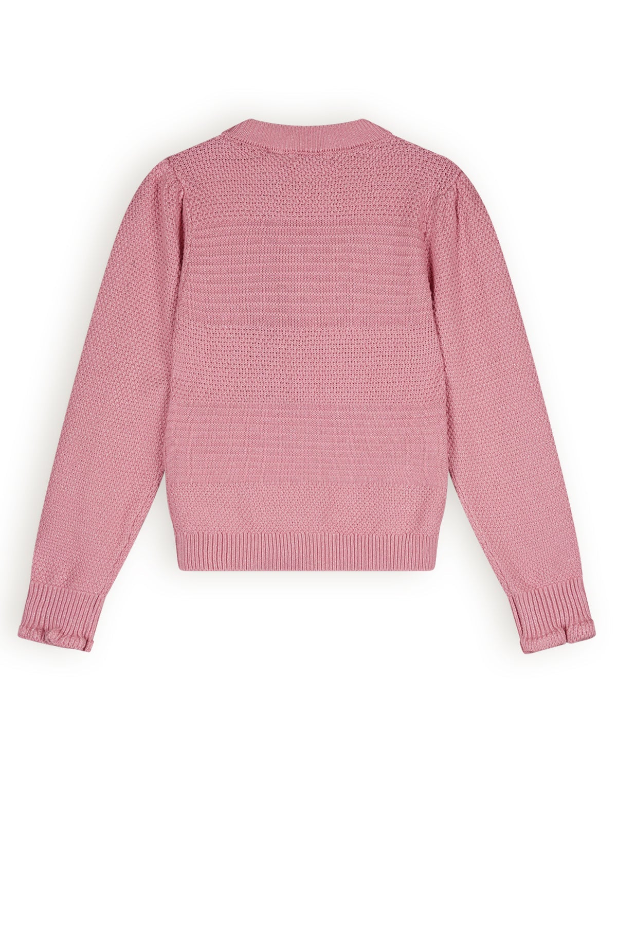 Meisjes Kamelia Knitted sweater puff sleeves van NoNo in de kleur Vintage Rose in maat 134-140.