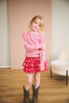 Meisjes Kamelia Knitted sweater puff sleeves van NoNo in de kleur Vintage Rose in maat 134-140.