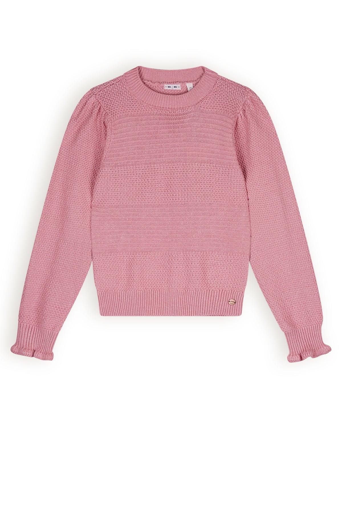 Meisjes Kamelia Knitted sweater puff sleeves van NoNo in de kleur Vintage Rose in maat 134-140.