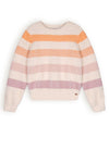 Meisjes Ketan Fluffy yarn Knitted Striped Sweater van NoNo in de kleur Pearled Ivory in maat 134-140.