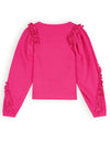 Meisjes Kysa structured jersey tshirt fancy sleeves van NoNo in de kleur Azalea Pink in maat 134-140.
