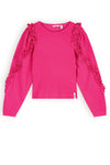 Meisjes Kysa structured jersey tshirt fancy sleeves van NoNo in de kleur Azalea Pink in maat 134-140.