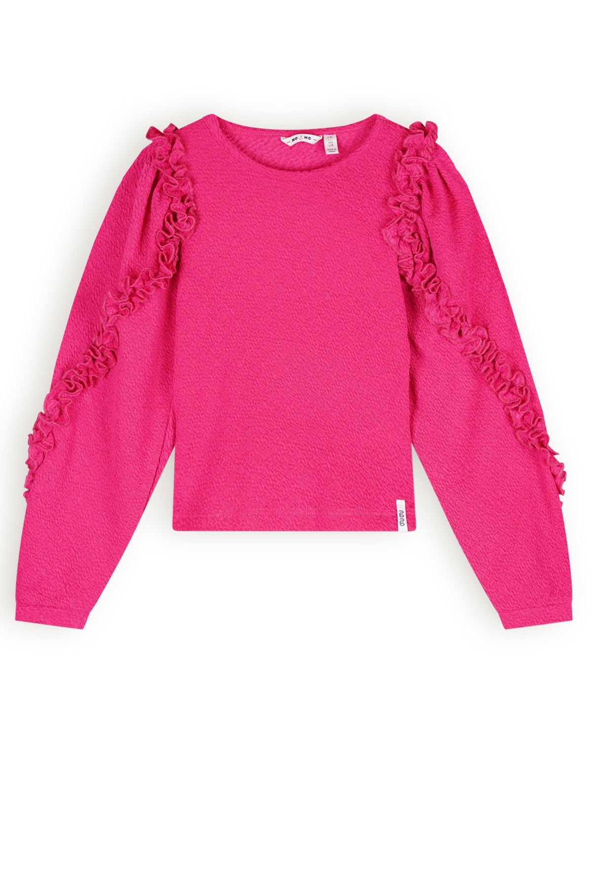 Meisjes Kysa structured jersey tshirt fancy sleeves van NoNo in de kleur Azalea Pink in maat 134-140.