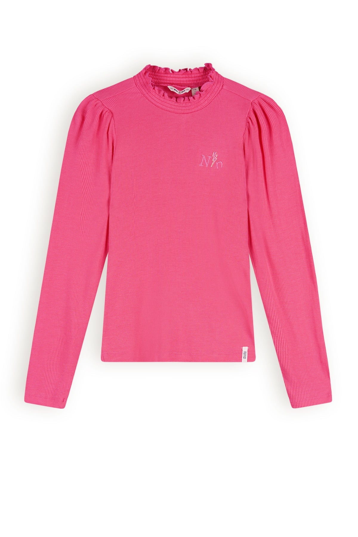 Meisjes Koss rib jersey tshirt van NoNo in de kleur Azalea Pink in maat 134-140.