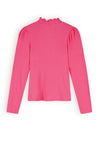 Meisjes Koss rib jersey tshirt van NoNo in de kleur Azalea Pink in maat 134-140.