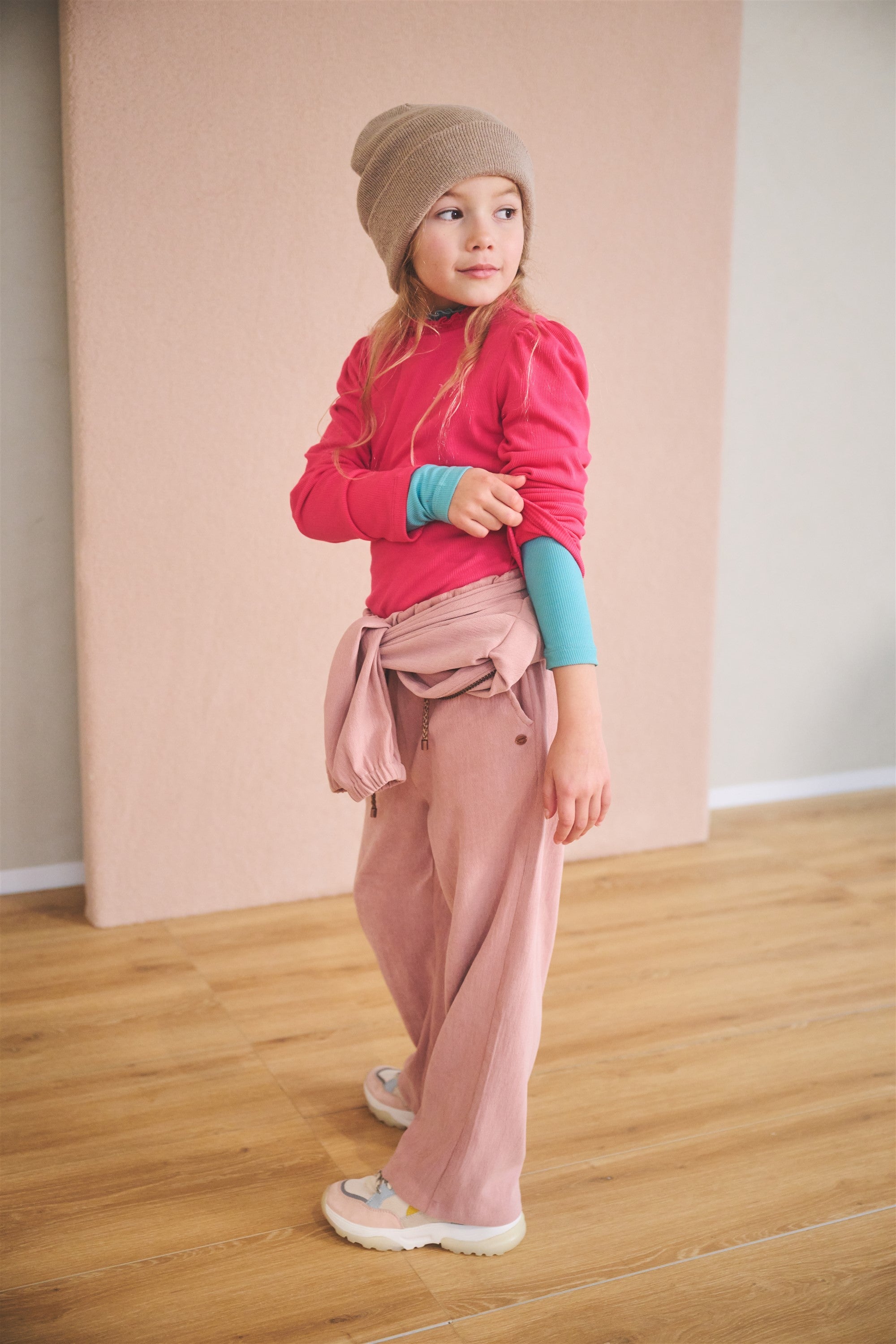 Meisjes Koss rib jersey tshirt van NoNo in de kleur Azalea Pink in maat 134-140.