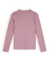 Meisjes Kina melange rib jersey tshirt with with fancy shouder van NoNo in de kleur Vintage Rose in maat 134-140.