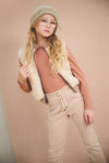 Meisjes Sady Velvet Stretch Flared pants van NoNo in de kleur Pearled Ivory in maat 134-140.