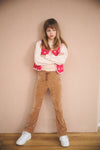 Meisjes Sady Velvet Stretch Flared pants van NoNo in de kleur Taupe in maat 134-140.